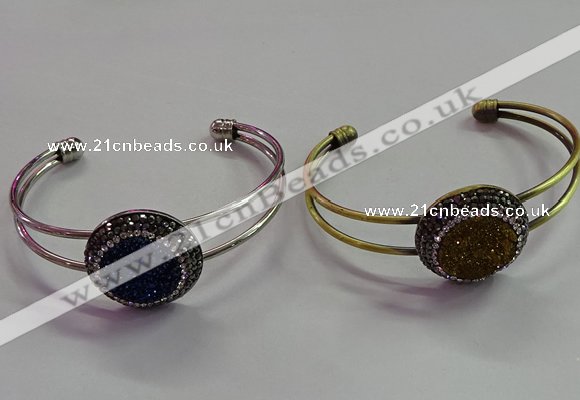 CGB1517 25mm coin plated druzy agate bangles wholesale