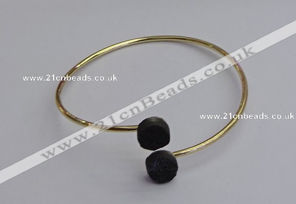 CGB2047 10mm coin plated druzy agate gemstone bangles wholesale