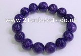 CGB2575 7.5 inches 14mm round charoite gemstone beaded bracelets