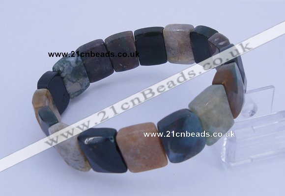 CGB274 7.5 inches 11*15mm faceted rectangle Indian agate gemstone bracelet