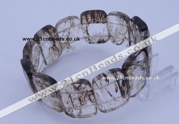 CGB284 8 inches 18*25mm faceted rectangle quartz gemstone bracelet