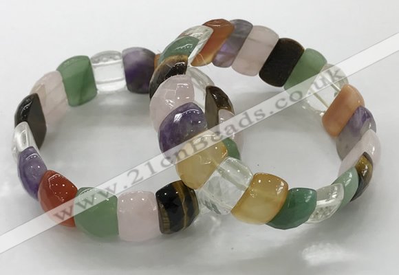 CGB3295 7.5 inches 10*20mm faceted oval mixed gemstone bracelets