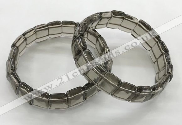 CGB3422 7.5 inches 12*15mm faceted rectangle smoky quartz bracelets