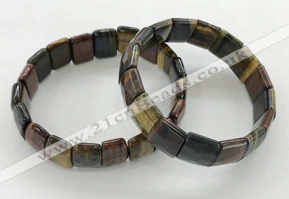 CGB3434 7.5 inches 12*15mm faceted rectangle mixed tiger eye bracelets