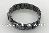CGB3437 7.5 inches 12*15mm faceted rectangle snowflake obsidian bracelets