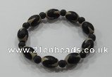 CGB45 2PCS Tibetan agate dZi beads & black agate stretchy bracelet