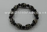 CGB46 2PCS Tibetan agate dZi beads & black agate stretchy bracelet
