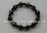 CGB47 2PCS Tibetan agate dZi beads & black agate stretchy bracelet