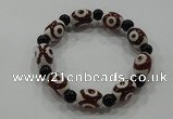 CGB48 2PCS Tibetan agate dZi beads & black agate stretchy bracelet