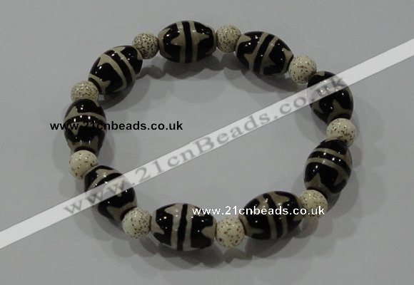 CGB49 2PCS Tibetan agate dZi beads & bodisu beads stretchy bracelet