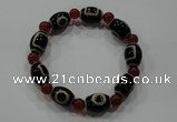 CGB50 2PCS Tibetan agate dZi beads & red agate stretchy bracelet