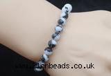CGB5046 6mm, 8mm round black & white jasper beads stretchy bracelets