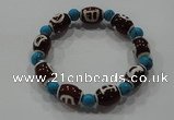 CGB51 2PCS Tibetan agate dZi beads & turquoise stretchy bracelet