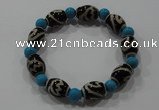 CGB52 2PCS Tibetan agate dZi beads & turquoise stretchy bracelet
