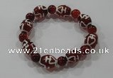 CGB53 2PCS Tibetan agate dZi beads & red agate stretchy bracelet