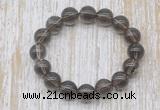 CGB5303 10mm, 12mm round smoky quartz beads stretchy bracelets