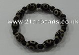 CGB54 2PCS Tibetan agate dZi beads & black agate stretchy bracelet
