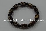 CGB55 2PCS Tibetan agate dZi beads & black agate stretchy bracelet