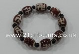 CGB56 2PCS Tibetan agate dZi beads & black agate stretchy bracelet