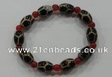 CGB58 2PCS Tibetan agate dZi beads & red agate stretchy bracelet