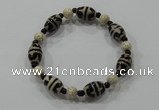 CGB59 2PCS Tibetan agate dZi beads & bodisu beads stretchy bracelet
