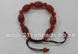 CGB62 2PCS Tibetan agate dZi beads & red agate beads adjustable bracelet
