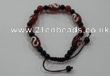 CGB63 2PCS Tibetan agate dZi beads,black & red agate beads adjustable brace