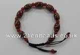 CGB64 2PCS Tibetan agate dZi beads & red agate beads adjustable bracelet
