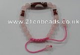 CGB66 2PCS Tibetan agate dZi beads & rose quartz beads adjustable bracelet