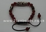 CGB68 2PCS Tibetan agate dZi beads & red agate beads adjustable bracelet