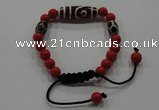 CGB69 2PCS Tibetan agate dZi beads & coral beads adjustable bracelet