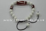 CGB71 2PCS Tibetan agate dZi beads & white agate beads adjustable bracelet