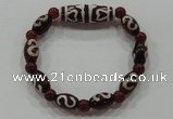 CGB73 2PCS Tibetan agate dZi beads & red agate beads stretchy bracelet