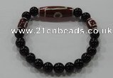 CGB75 2PCS Tibetan agate dZi beads & black agate beads stretchy bracelet