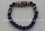CGB79 2PCS Tibetan agate dZi beads & purple jade beads stretchy bracelet