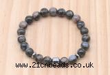 CGB8878 8mm, 10mm grey opal, drum & rondelle hematite beaded bracelets