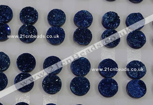 CGC114 14mm flat round druzy quartz cabochons wholesale