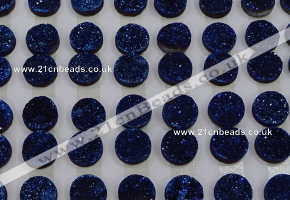 CGC124 16mm flat round druzy quartz cabochons wholesale