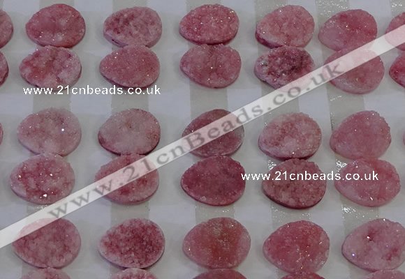 CGC264 15*20mm flat teardrop druzy quartz cabochons wholesale