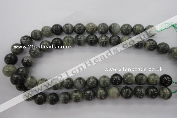 CGH06 15.5 inches 14mm round green hair stone beads wholesale