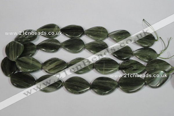 CGH35 15.5 inches 22*30mm twisted teardrop green hair stone beads
