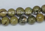 CGJ01 15.5 inches 10mm round green line jasper gemstone beads wholesale