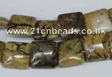 CGJ02 15.5 inches 12*12mm square green line jasper beads wholesale