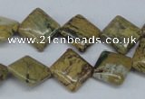 CGJ04 15.5 inches 12*12mm diamond green line jasper beads wholesale