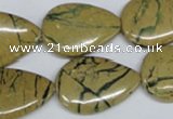 CGJ05 15.5 inches 18*25mm teardrop green line jasper beads wholesale