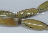 CGJ07 15.5 inches 10*26mm flat marquise green line jasper beads wholesale