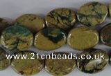 CGJ34 15.5 inches 12*16mm oval green line jasper beads wholesale