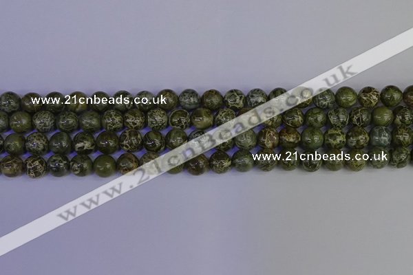 CGJ352 15.5 inches 8mm round green bee jasper beads wholesale