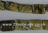 CGJ45 15.5 inches 12*16mm rectangle green line jasper beads wholesale