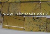 CGJ57 15.5 inches 18*25mm flat tube green line jasper beads wholesale